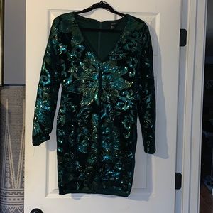 Dark Green Sequined Dress